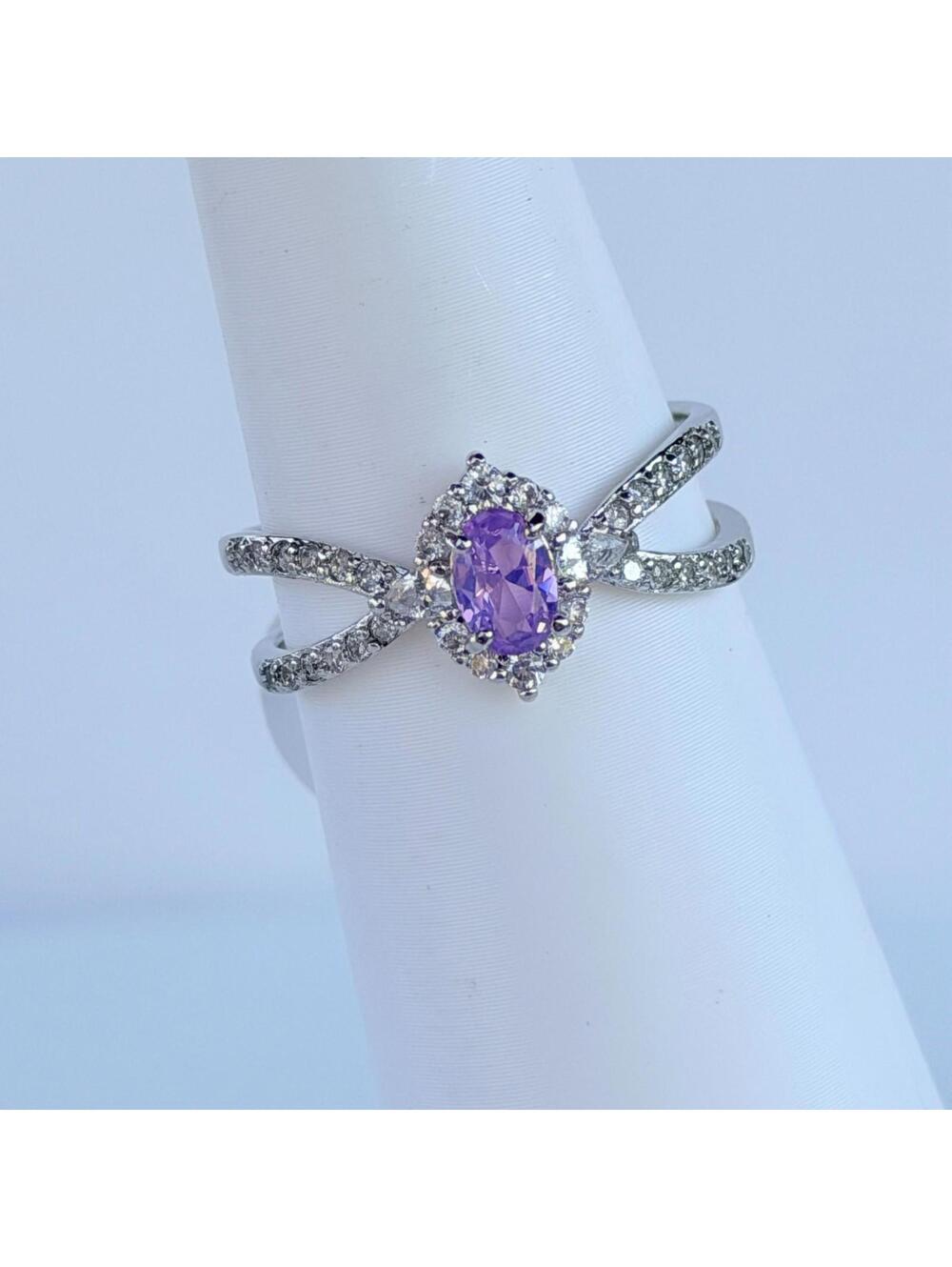 Bomb Party Ring Sz 9 "Glamorous Galaxy" Orchid Purple Chalcedony on Rhodium